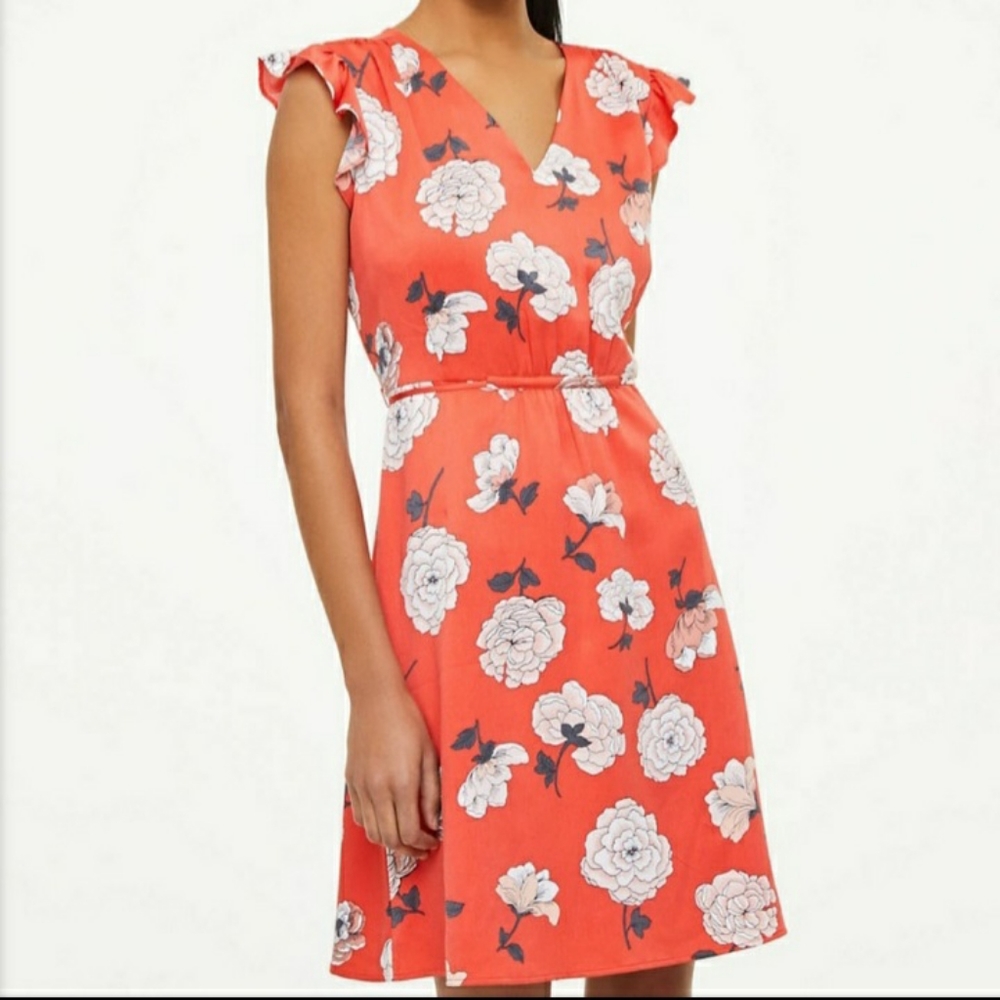 Loft Outlet Coral Floral Dress